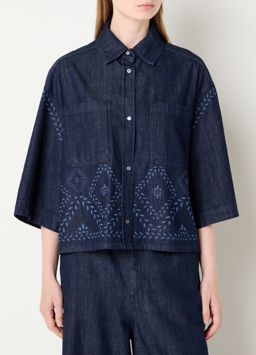 Max Mara Alare blouse van denim met print