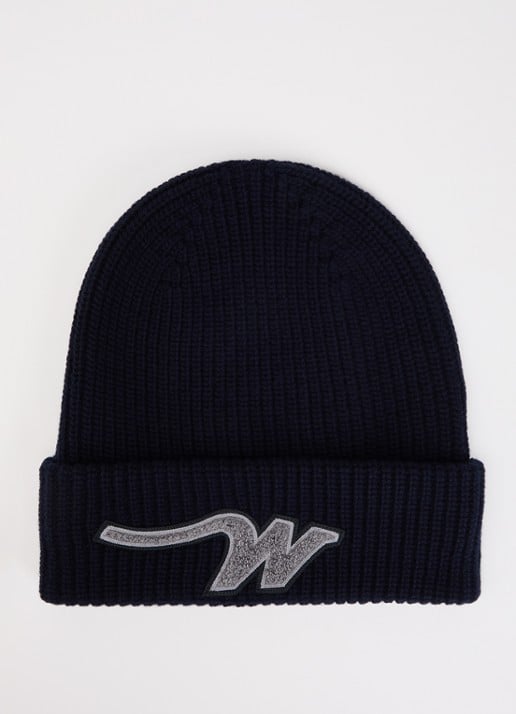 Max Mara Alben ribgebreide muts van scheerwol met logo