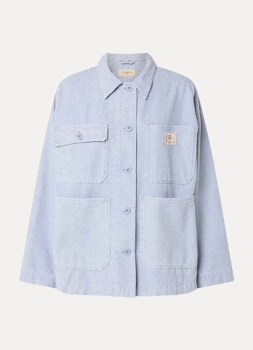 Max Mara Album jack van canvas met opgestikte zakken - voorkant lichtblauw