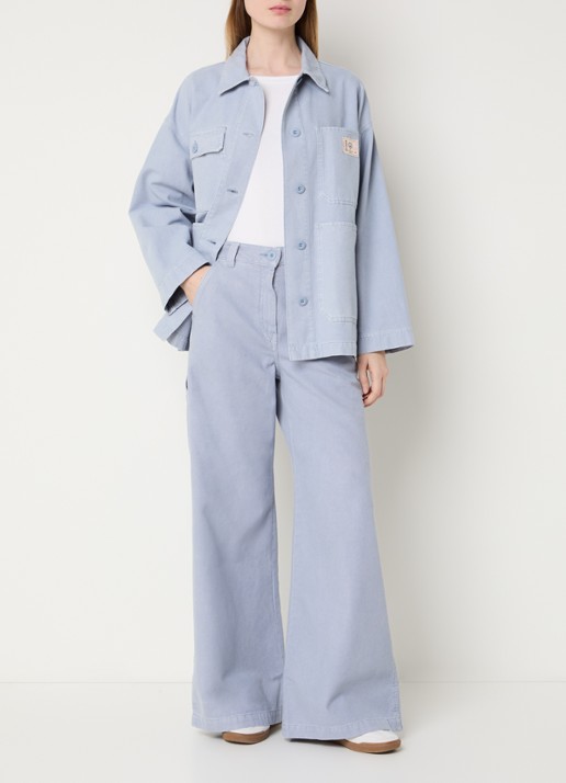 Max Mara Album jack van canvas met opgestikte zakken - voorkant 2 lichtblauw