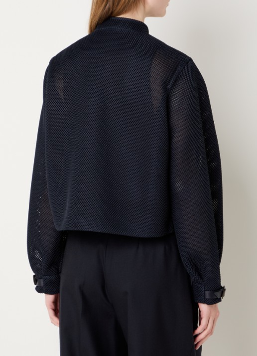 Max Mara Alcamo jack van mesh met steekzakken - achterkant donkerblauw