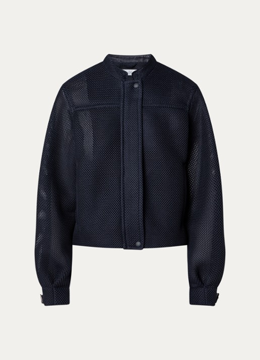 Max Mara Alcamo jack van mesh met steekzakken - voorkant 3 donkerblauw