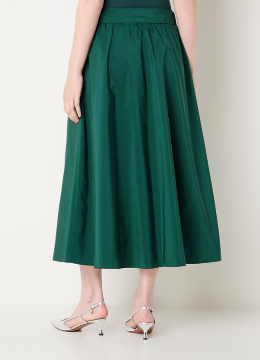 Max Mara Alpaca maxi A-lijn rok met steekzakken en strikceintuur - achterkant groen