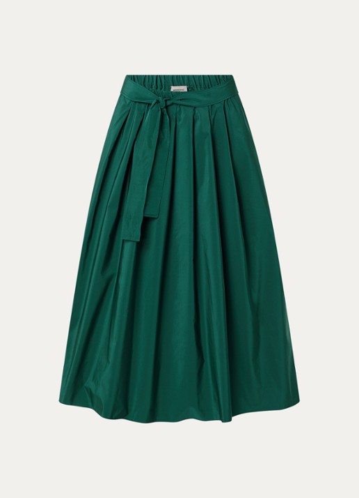 Max Mara Alpaca maxi A-lijn rok met steekzakken en strikceintuur - voorkant 3 groen