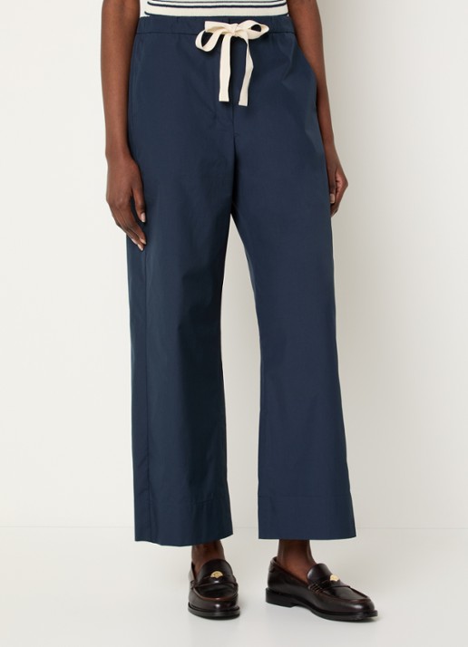 Max Mara Argento high waist straight fit pantalon met steekzakken - detail donkerblauw