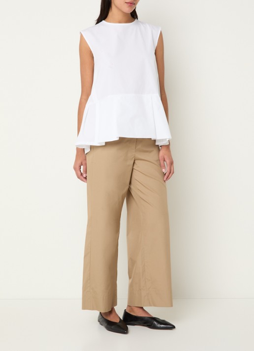 Max Mara Argento high waist straight fit pantalon met steekzakken - voorkant 4 zand