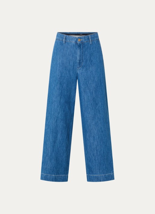 Max Mara Astice high waist wide leg jeans in linnenblend - voorkant 3 indigo