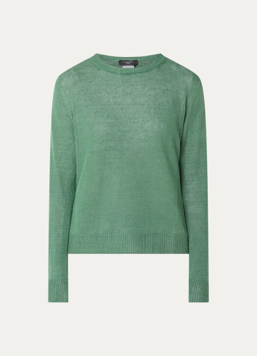 Max Mara Atzeco grofgebreide top van linnen - voorkant 3 groen