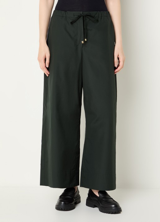 Max Mara Aureo high waist wide fit broek met strikceintuur - detail 3 groen