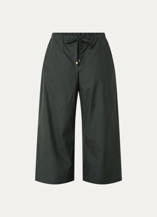 Max Mara Aureo high waist wide fit broek met strikceintuur - voorkant groen