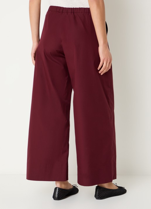 Max Mara Aureo high waist wide fit broek met strikceintuur - achterkant 2 bordeauxrood