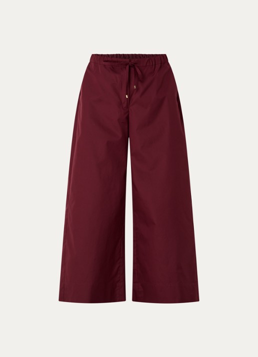 Max Mara Aureo high waist wide fit broek met strikceintuur - voorkant 3 bordeauxrood