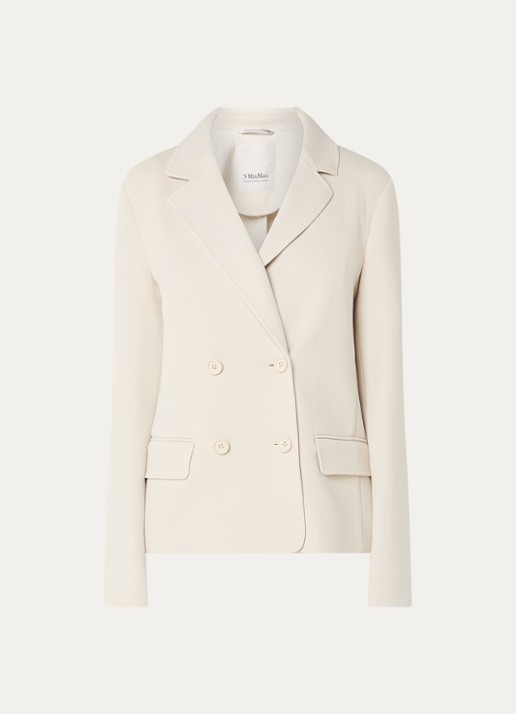 Max Mara Badia double-breasted blazer met klepzakken - voorkant beige
