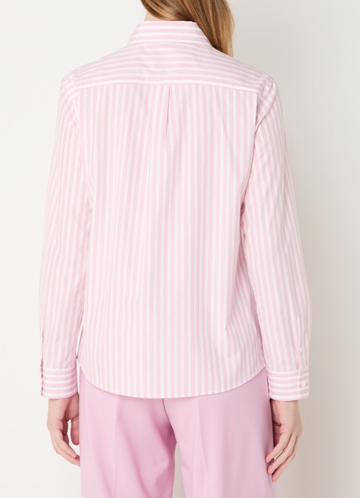 Max Mara Bahamas blouse met streepprint en borstzak - achterkant 3 roze