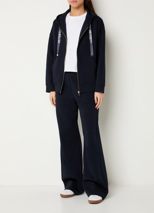 Max Mara Bali high waist straight fit broek met steekzakken - voorkant 3 donkerblauw