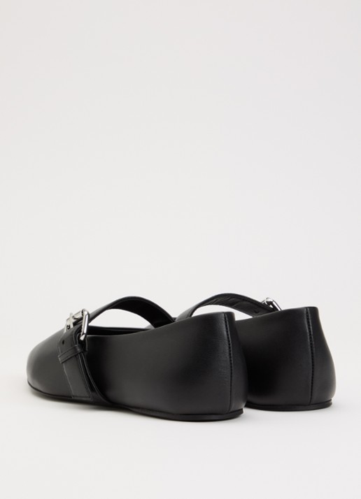 Max Mara Ballerina van kalfsleer met gespdetail - achterkant 5 zwart
