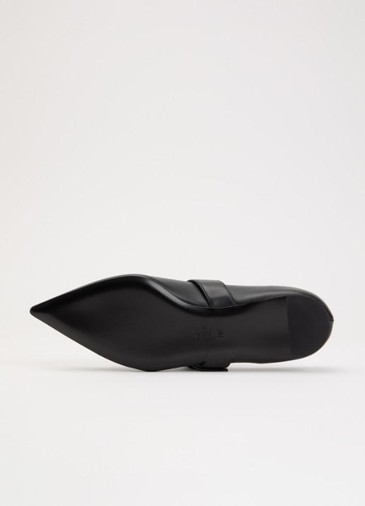 Max Mara Ballerina van kalfsleer met gespdetail - detail 3 zwart