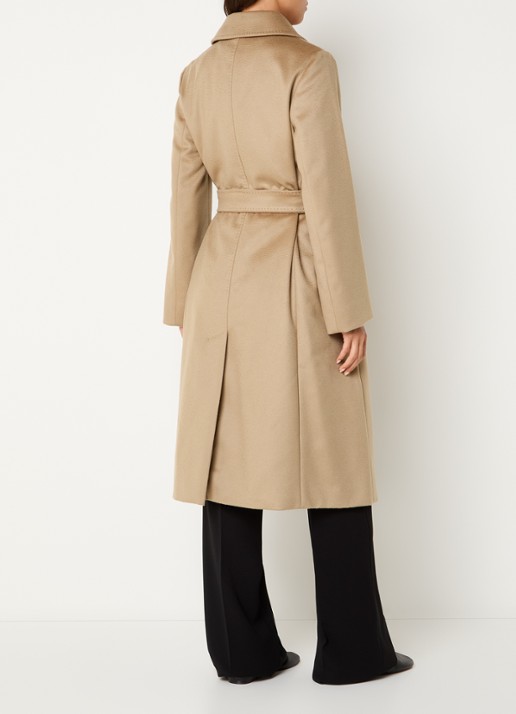 Max Mara Bcollag mantel van scheerwol met strikceintuur - achterkant beige