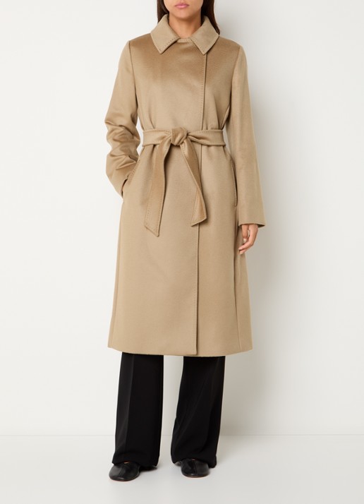 Max Mara Bcollag mantel van scheerwol met strikceintuur - detail 2 beige