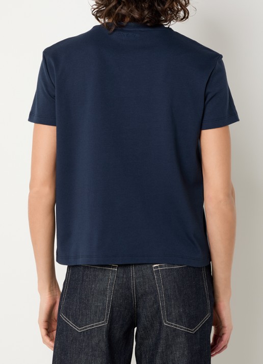 Max Mara Bella T-shirt met logoprint - achterkant donkerblauw