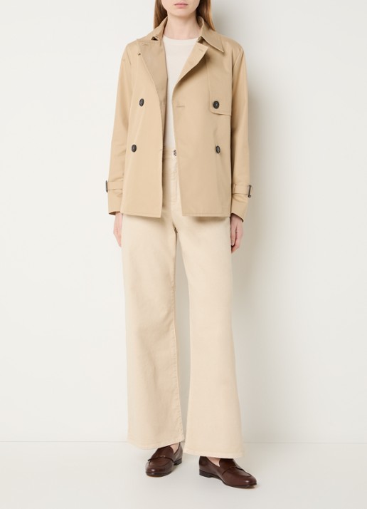 Max Mara Biglia double-breasted trenchcoat met split - voorkant 4 beige