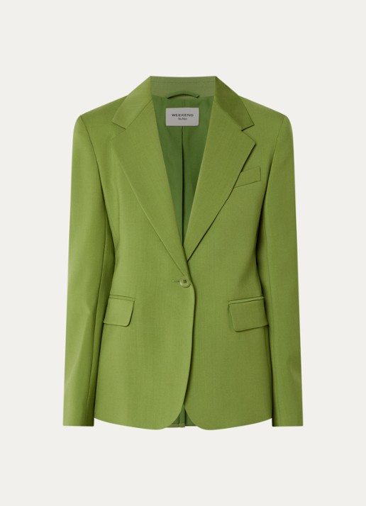 Max Mara Blazer in wolblend met klepakken - voorkant 3 groen