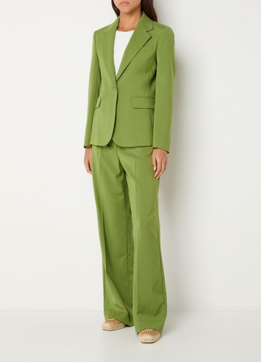 Max Mara Blazer in wolblend met klepakken - voorkant 4 groen