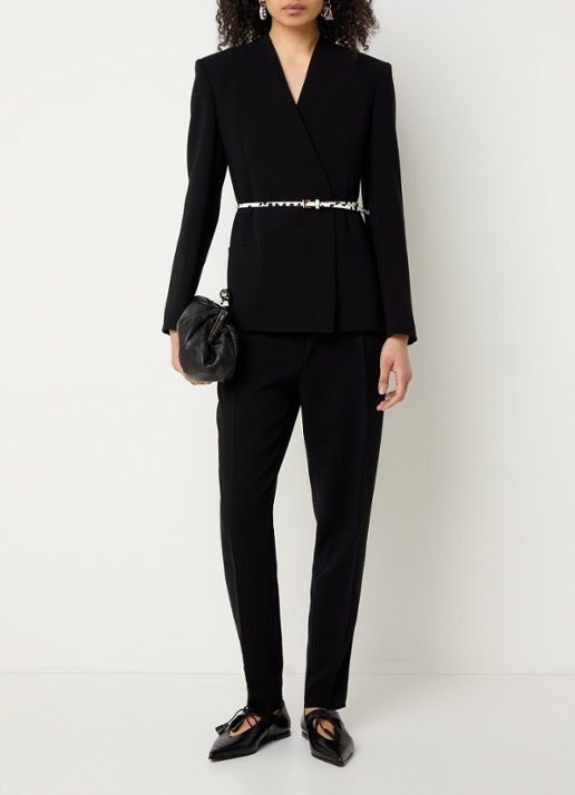 Max Mara Blazer met schoudervulling en ceintuur - voorkant 3 zwart
