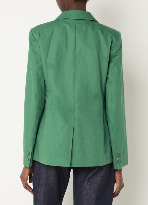 Max Mara Blazer met schoudervulling en klepzakken - achterkant groen