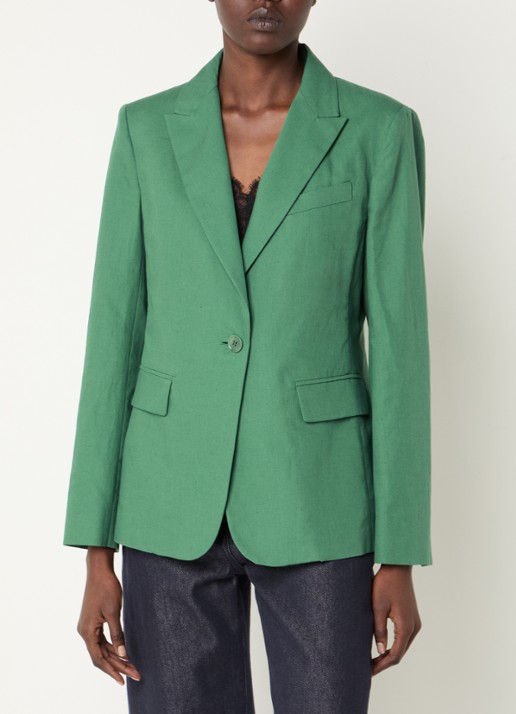 Max Mara Blazer met schoudervulling en klepzakken - detail 4 groen