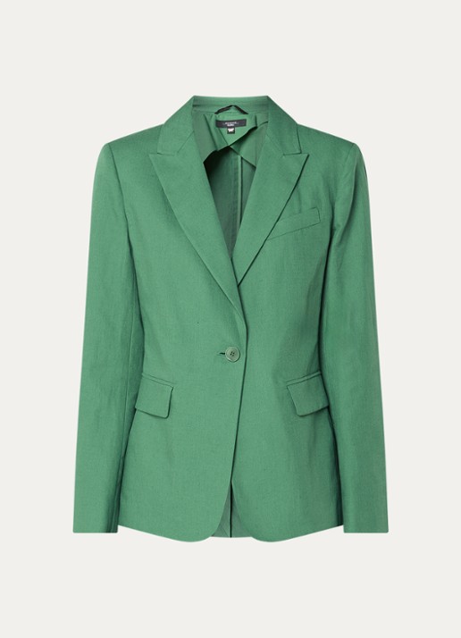 Max Mara Blazer met schoudervulling en klepzakken - voorkant 2 groen
