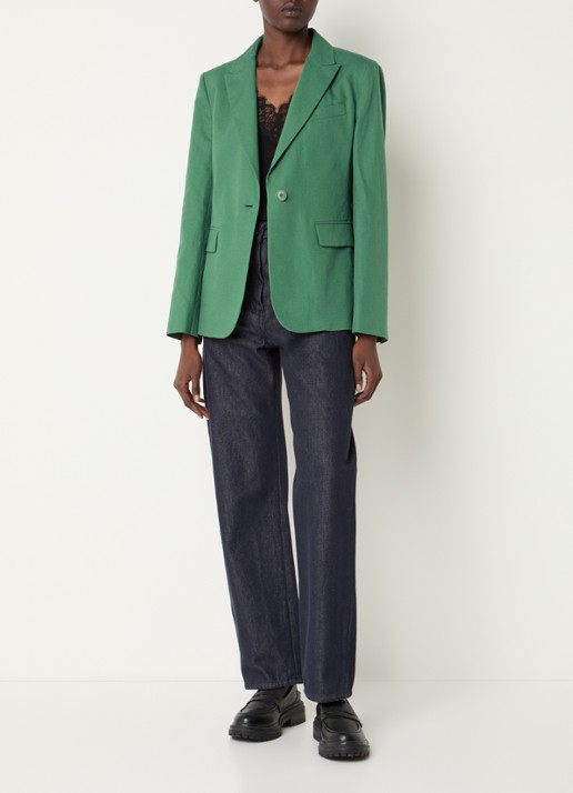 Max Mara Blazer met schoudervulling en klepzakken - voorkant 3 groen