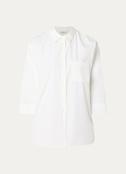 Max Mara Blouse met borstzak - voorkant 2 gebroken wit