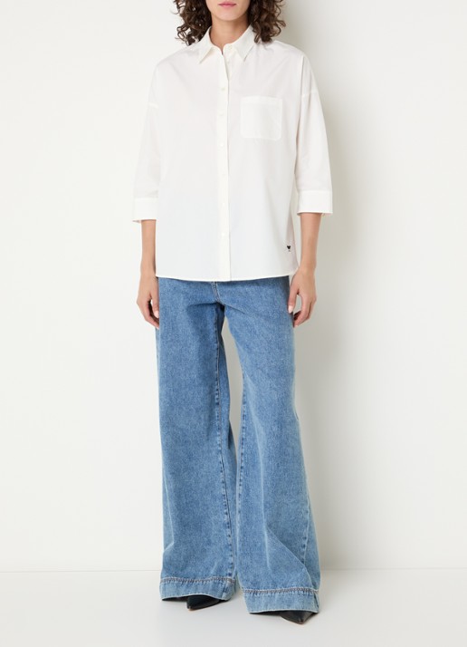 Max Mara Blouse met borstzak - voorkant 3 gebroken wit