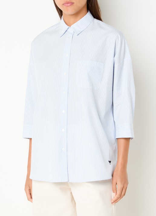 Max Mara Blouse met borstzak - detail 4 lichtblauw
