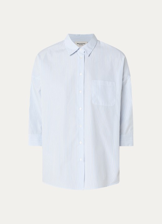 Max Mara Blouse met borstzak - voorkant 2 lichtblauw