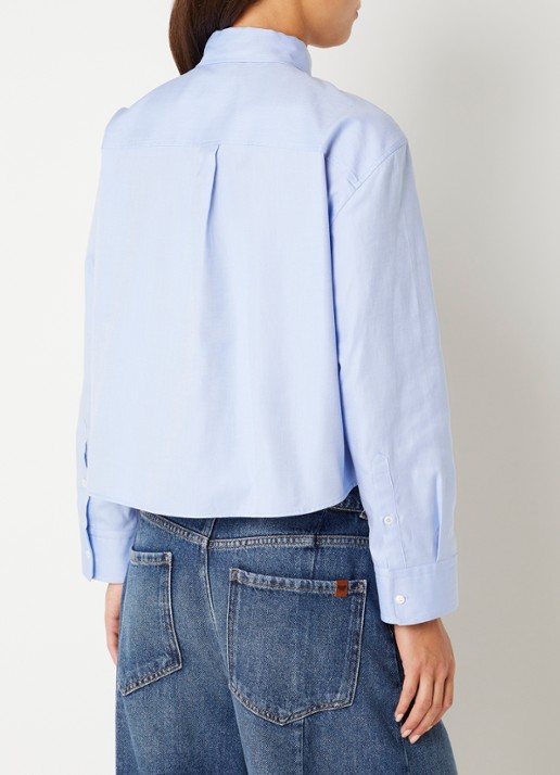 Max Mara Blouse met borstzak - achterkant lichtblauw