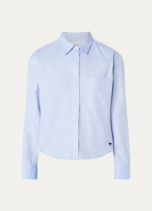 Max Mara Blouse met borstzak - voorkant 2 lichtblauw