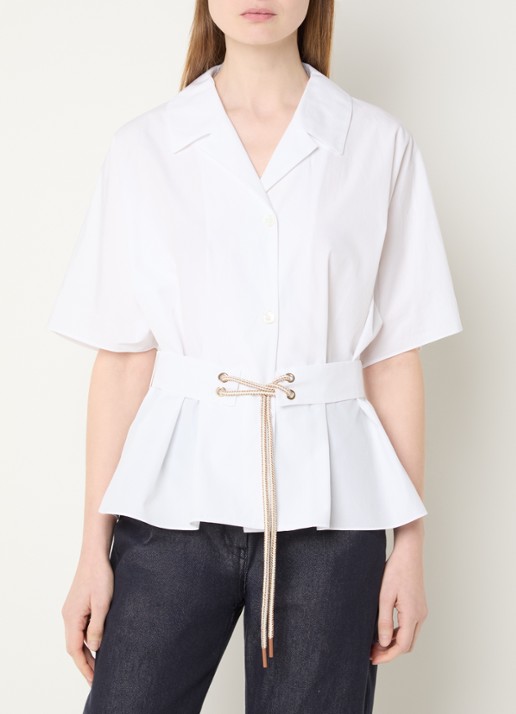 Max Mara Blouse met ceintuur en vleermuismouwen