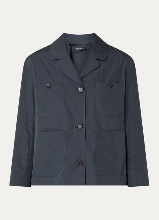 Max Mara Blouse met opgestikte zakken - voorkant 2 indigo