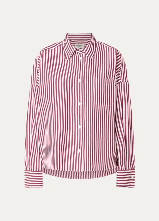 Max Mara Blouse met streepprint - voorkant 2 bordeauxrood