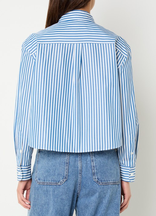 Max Mara Blouse met streepprint - achterkant 2 blauw