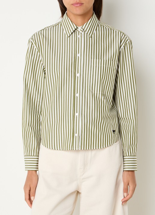 Max Mara Blouse met streepprint - detail groen