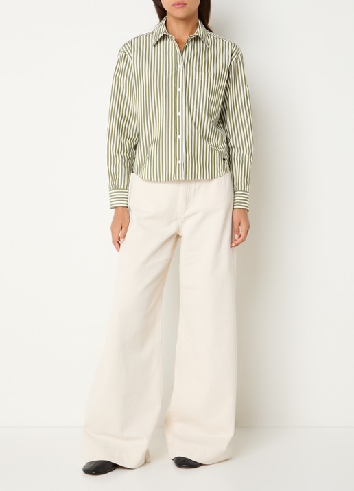 Max Mara Blouse met streepprint - voorkant 4 groen