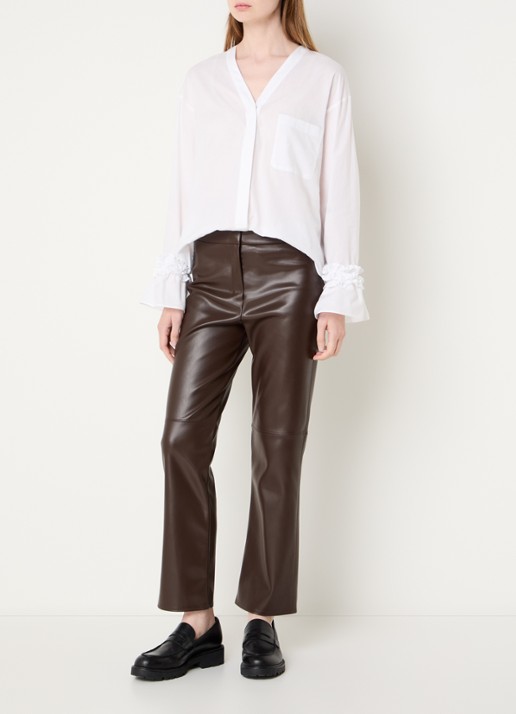 Max Mara Blouse met V-hals en trompetmouw - voorkant 4 wit
