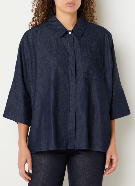 Max Mara Blouse van denim met borstzak