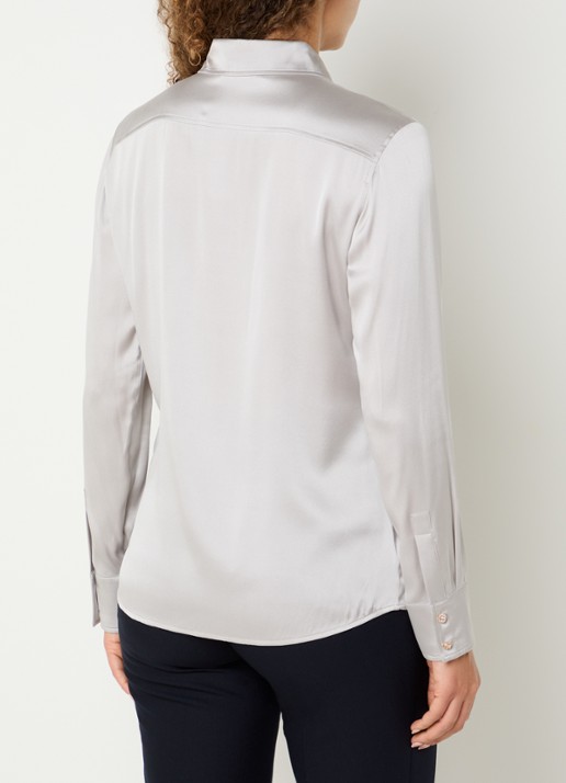 Max Mara Blouse van satijn - achterkant 4 middengrijs