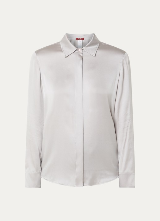 Max Mara Blouse van satijn - voorkant middengrijs