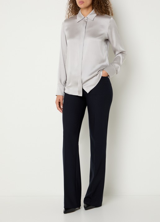 Max Mara Blouse van satijn - voorkant 2 middengrijs