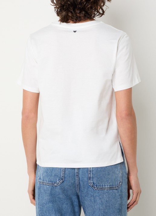 Max Mara Blusa T-shirt met logoborduring - achterkant wit